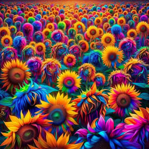Colorful Sunflowers: An Abstract Nature Spectacle
