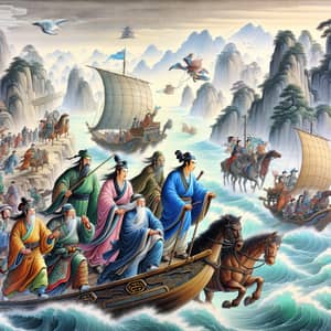 Mythical Journeys: Asian Travelers in 'Journey to the West' Inspired Scene