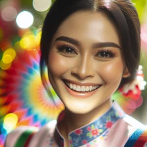 Joyful Malay Woman | Vibrant Colors | Outdoor Happiness