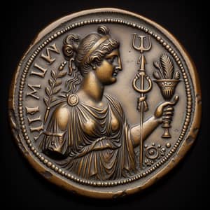 Ancient Roman Coin Featuring Goddess Fortuna - Detailed Bronze Relic