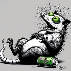 Humorous Possum Heart Attack Drawing | Energy Drink Scene