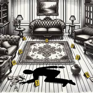 Crime Scene Layout Sketch | Old-Fashioned Living Room Evidence