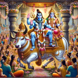 Lord Shiva Wedding Day Painting | Grand Hindu Deity Scene