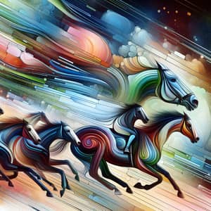 Abstract Horse Racing Art | Dynamic & Colorful Depiction