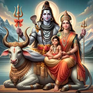 Divine Depiction of Lord Shiva and Maa Parvati in Classical Indian Art