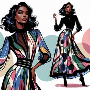 High Fashion Black Female Model Pose | Chic Avant-Garde Outfit