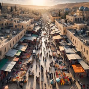 Bustling Market in Palestine: Diverse People and Vibrant Goods