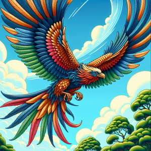 Majestic Bird Soaring | Vibrant Feathers & Wisdom | Clear Sky