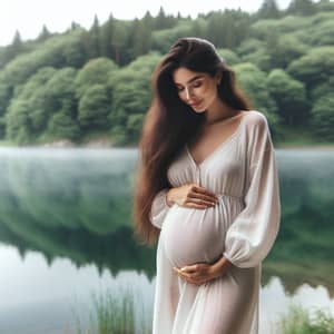 Serene Motherhood: South Asian Pregnancy by the Lake