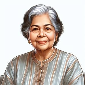 Realistic South Asian Grandmother Portrait | Heartwarming Smile