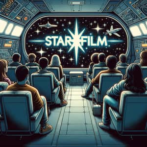 Diverse Group Watching Movie on Spaceshuttle | StarFilm