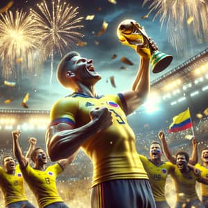 Colombian Football Player Lifts 2034 World Cup Trophy | Victory Scene