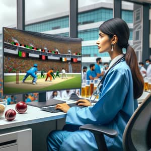 Female Afghan Doctor in Modern Hospital Setting | Inspiring Cricket Match Scene