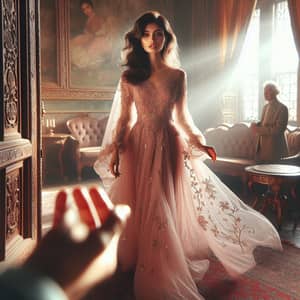 Captivating South Asian Woman in Elegant Pink Gown