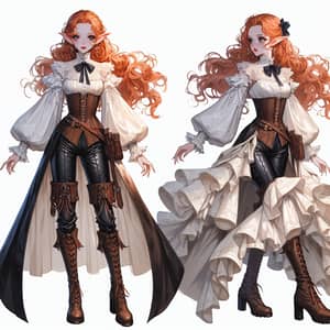 Ginger-Haired Female Dhampir in High Fantasy Dungeons & Dragons Setting