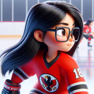 Junior South Asian Girl Hockey Player 3D Animation
