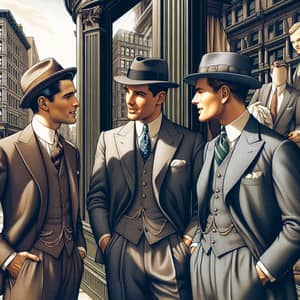 1930s Classic Suits Conversation | Men's Fashion Illustration