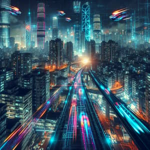 Futuristic Urban Landscape: Flying Cars, Neon Lights & Cyberpunk Vibes