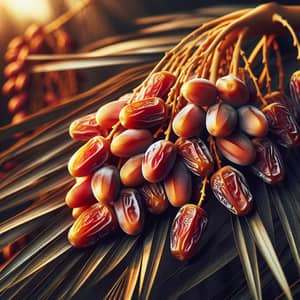 Ripe Date Palm Fruit on Branch - Fresh and Organic