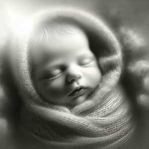 Adorable Newborn Baby Wrapped in Soft Fabric Blanket