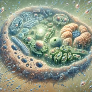 Vibrant Cell City: Intricate Organelles Digital Illustration