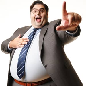 Energetic Overweight Businessman Sales Pitch
