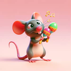 Animated Rat with Maracas: Whimsical Cartoon Fun