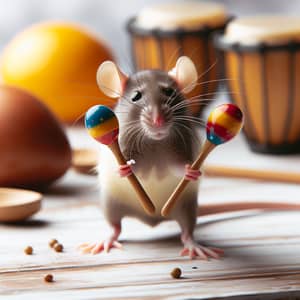 Rat Holding Maracas - Fun Musical Rat