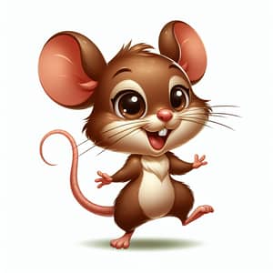 Animated Brown Mouse with Little Ears and Big Eyes