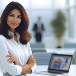 Professional Hispanic Businesswoman in Modern Office Environment