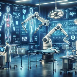 Futuristic Digital Healthcare Hub: Advanced Robotics & High-Tech Medicine