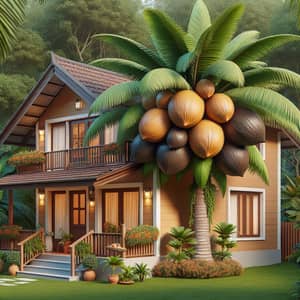 Quaint House with Unique Black Coconuts and Lush Backyard