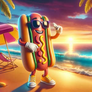 Dancing Hot Dog on Beach at Sunset | Fun Dance Scene