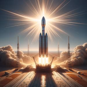 Detailed Space Rocket Launch | Grandeur Event in Clear Blue Sky