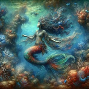 Enchanting South Asian Mermaid in Surreal Underwater Vista