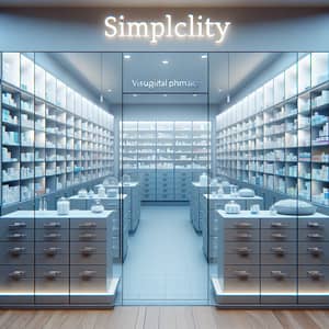 Hospital Pharmacy with Organized Cabinets and Glass Storage