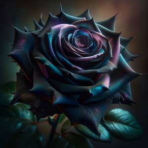 Dark-Colored Rose in Full Bloom - Velvety Petals, Mysterious Beauty
