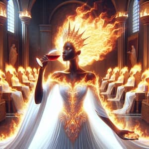 Radiant Black Woman in Grand Throne Room | Celestial City Scene