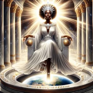 Radiant Black Woman on Throne in New Jerusalem Scene