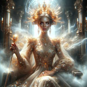 Radiant Woman in New Jerusalem | Golden Gown & Divine Aura