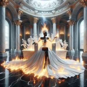 Radiant Black Woman in Ethereal Royal Attire on Throne in New Jerusalem