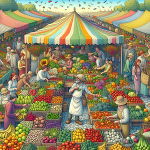 Colorful Farmers Market Cartoons | Fresh Produce & Flowers