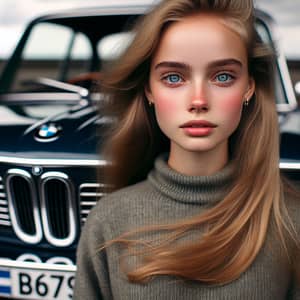 Classic BMW Car & Young Woman | Nostalgic Northern European Scene
