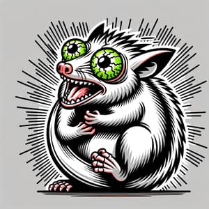 Dramatic Possum Caricature Vector Graphic for Heart Attack Theme