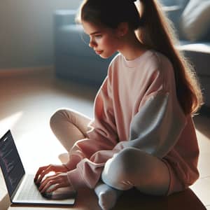 Young Girl Coding on Laptop | Tech Home Workspace