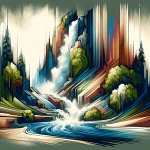 Abstract Waterfall Art: Vibrant Hues & Geometric Shapes