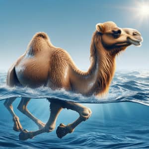 Camel Swimming in Sea - Joyful and Graceful Ocean Glide