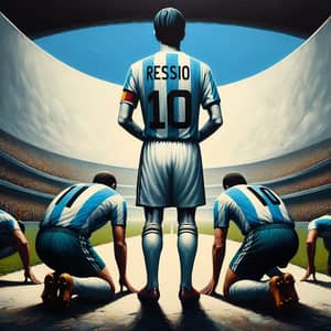 Dramatic Scene with Football Players in Argentine Team Jersey
