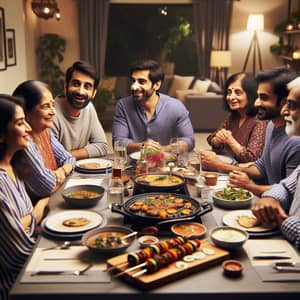 Modern Indian Family Dinner Celebration with Vegetarian Sizzlers
