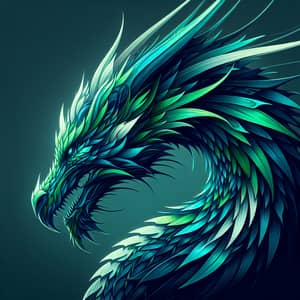 Profile View of Green Dragon Head with Neon Lighting Effects